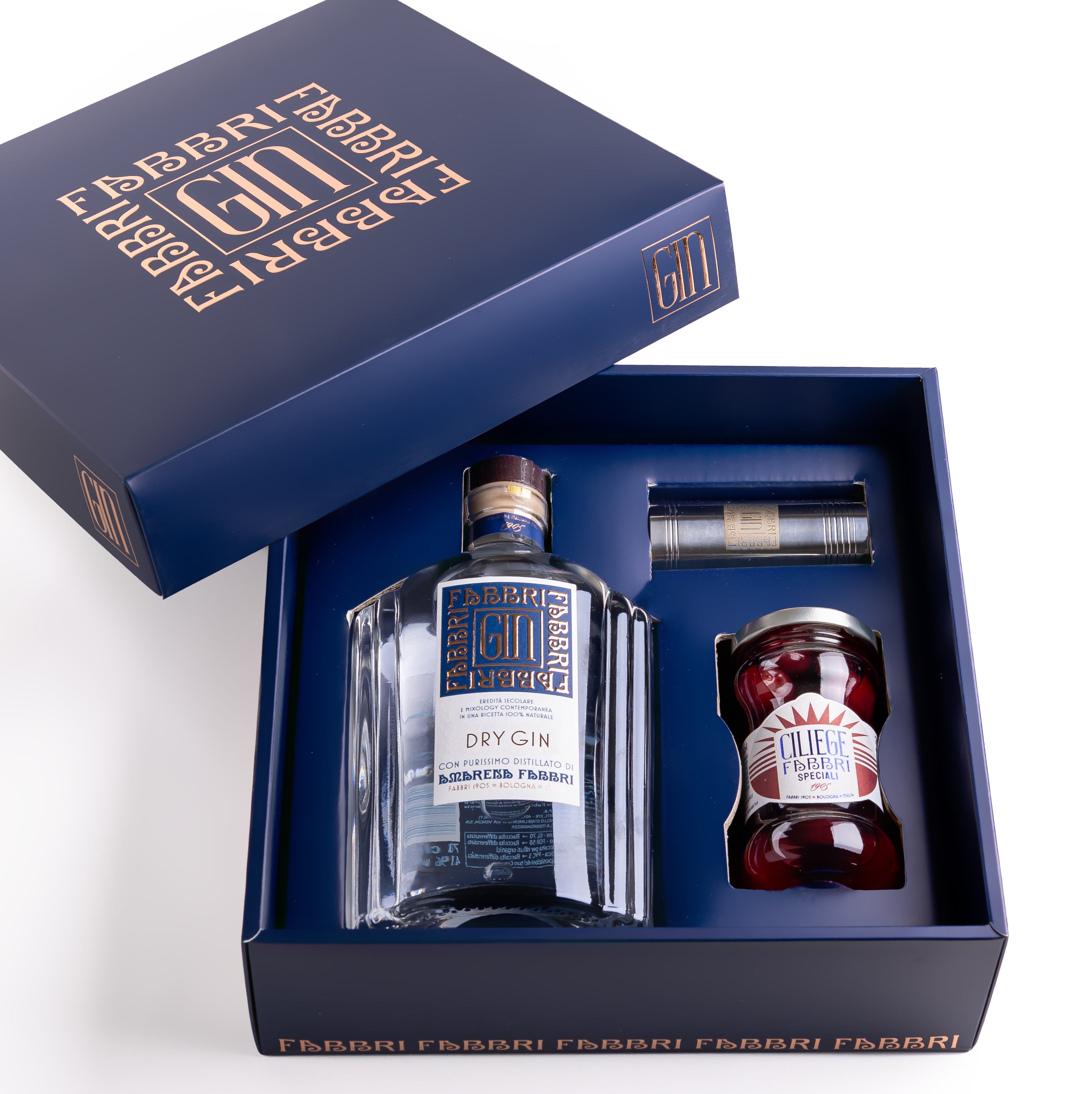 Couvette con Gin Fabbri, Ciliege Fabbri Speciali e il Jigger