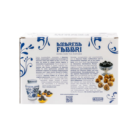 COUVETTE AMARENA FABBRI 600G CON 2 COPPETTE IN CERAMICA DECORATA