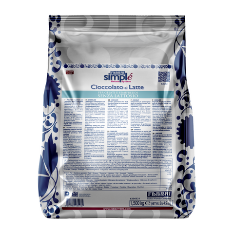 SIMPLÉ CIOCCOLATO AL LATTE SENZA LATTOSIO 1,5KG - Fabbri 1905 S.p.A.