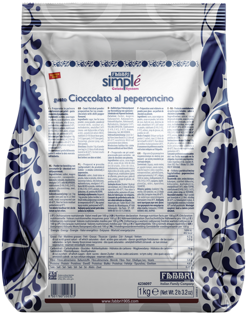 SIMPLÉ CIOCCOLATO AL PEPERONCINO 1KG - Fabbri 1905 S.p.A.