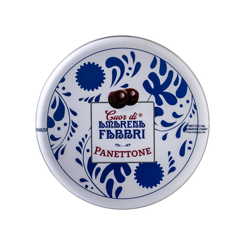 PANETTONE CON AMARENA FABBRI 500G IN LATTA DECORATA