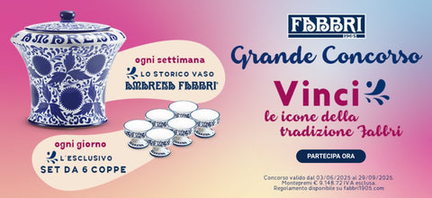 Banner Grande Concorso Vinci con Fabbri - ogni settimana un Vaso e ogni giorno un set di Coppette
