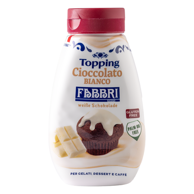 Vista frontale confezione Topping Cioccolato Bianco
